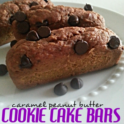 Caramel Peanut Butter Cookie Cake Bars