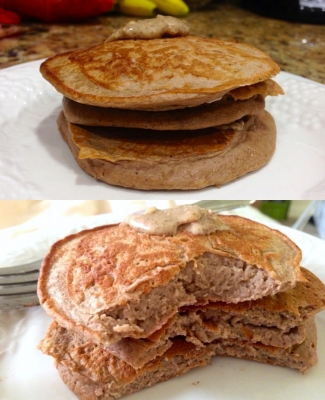 Chocolate Almond Protein Pancakes