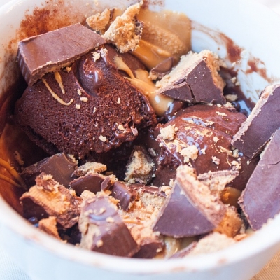 Chocolate Protein Ice Cream With Peanut Butter Cup