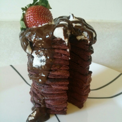 Chocolate Raspberry Protein Pancakes