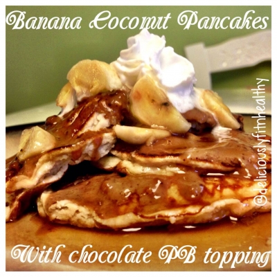 Coconut Banana Pancakes With Chocolate Pbtwo Topping
