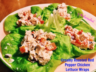 Creamy Roasted Red Pepper Chicken Lettuce Wraps