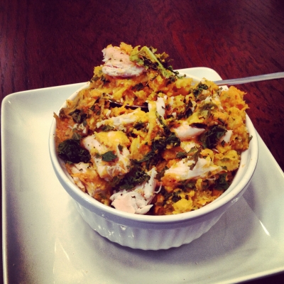 Crunchy Kale, Chicken, & Sweet Potato Mash 