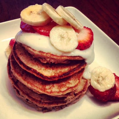 Four-Ingredient Strawberry Banana Pancakes