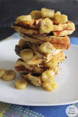 Maple Infused Protein Waffles With Caramelized Bananas