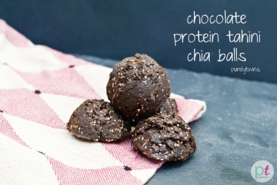 Raw Chocolate Tahini Protein Chia Balls