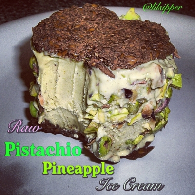 Raw Pineapple Pistachio Ice Cream Sandwich