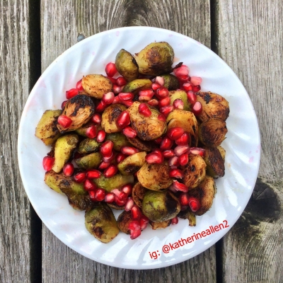 Roasted Brussel Sprouts With Pomegranate and Lemon