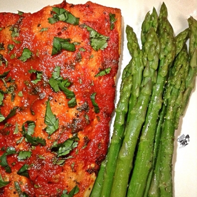 Roasted Red Pepper Topped Salmon