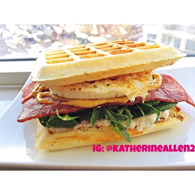 Savoury Low-Carb Waffle Breakfast Sandwich