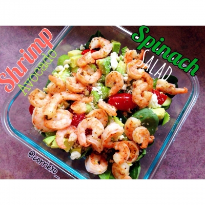 Shrimp & Avocado Spinach Salad 