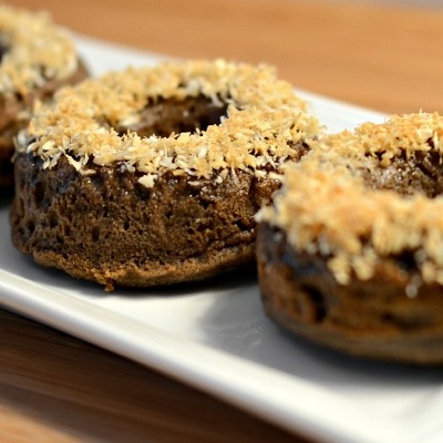 Chocolate Donuts with Toasted Coconut