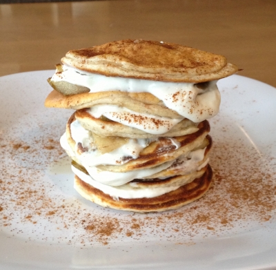 Spiced Ginger Pear Protein Pancakes
