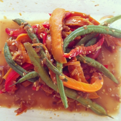 Spicy Wok Fried Green Beans and Peppers