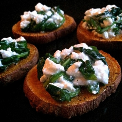 Spinach & Cheese Sweet Potato Discs
