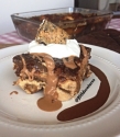 Chocolate and Peanut Butter Cream French Toast Bake