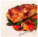 Slow Roasted Salmon With Ginger Glaze and Veggie Stir Fry