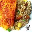 Steamed Flounder With Plantain-Pineapple Brown Rice