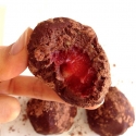 Strawberry Filled Chocolate Chia Protein Balls